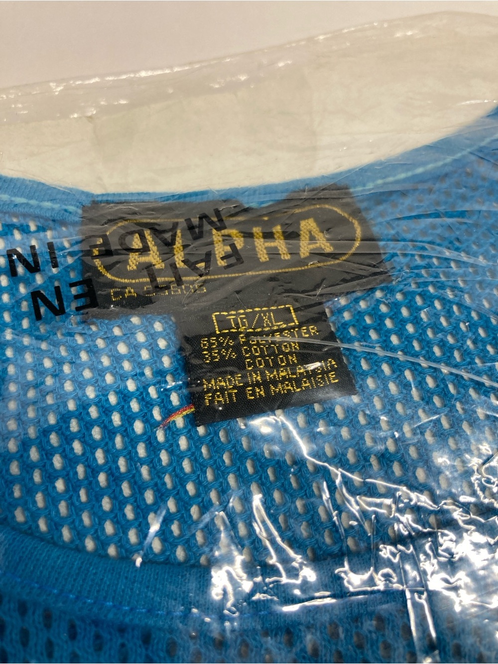 Vintage New Alpha Men’s XL See Through Mesh T Shirt Blue 90s Fishnet - Picture 3 of 6